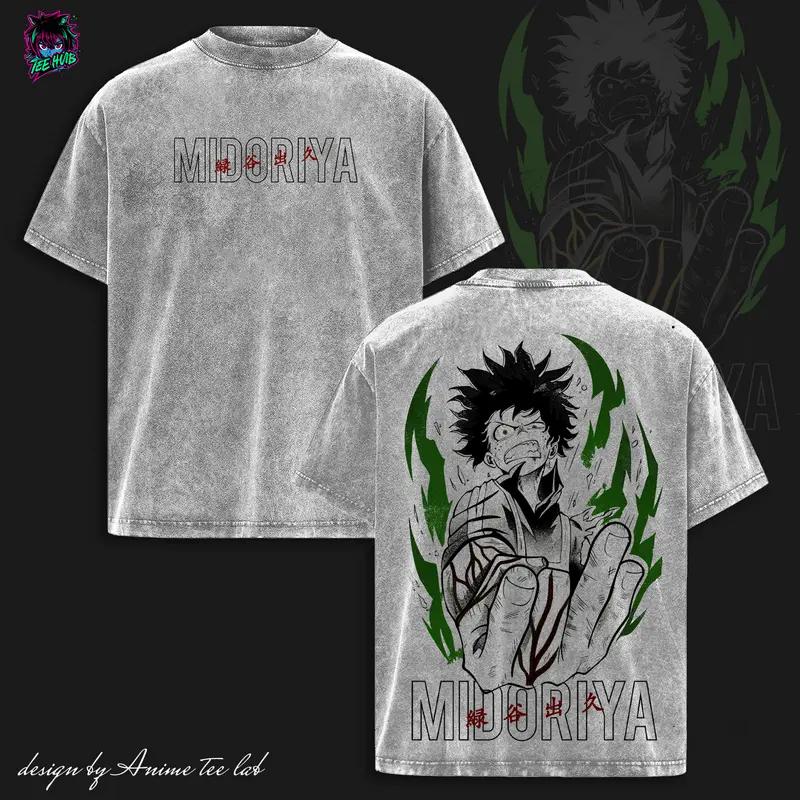 My Hero Academia Midoriya Izuku Deku Printed Tee Men Women Washed Cotton T-shirts Manga T Shirt Harajuku Short Sleeve Tshirt