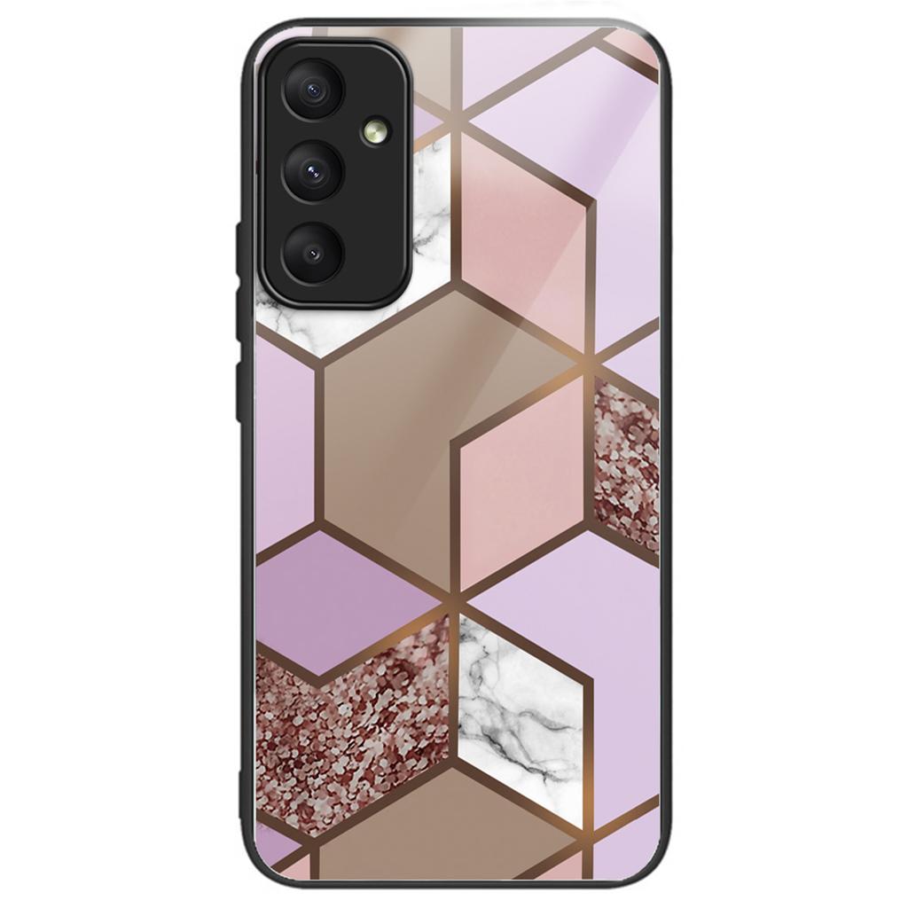 For Samsung Galaxy A55 5G Tempered Glass+PC+TPU Case Marble Pattern Phone Cover