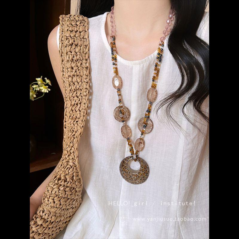 

Измените стиль Guzao Shibuya Сексуальное леопардовое ожерелье с бисером Женское Y2g субкультура Длинная цепочка для свитера