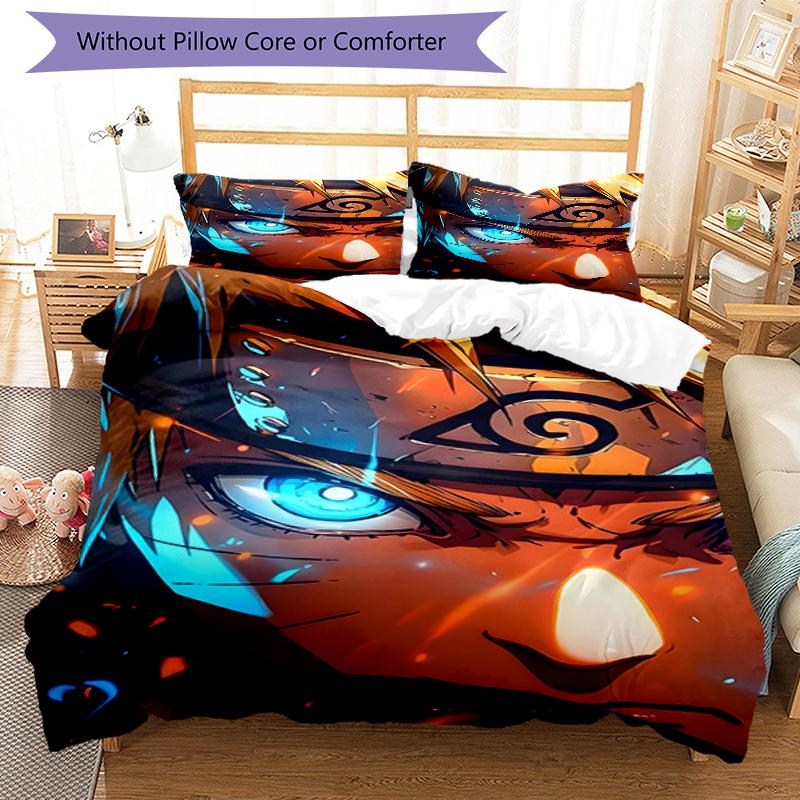 3pcs NARUTO (2) Design Cover Set - HD Printed Bedding with 1 Cover and 2 Pillowcases - Perfect for Home and Dorm Decor