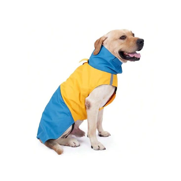 Windproof Waterproof Dog Warm Coat, High Collar Reflective Strip Pet Outdoor Vest, Color Block Dog Jacket for Camping Hiking