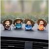 Set of 4 Baby Hat Monk Buddha Idols Showpiece for Car Dashboard Idols/Home Decorative Showpiece & Gifting Ideas Car Dashboard Accessories Size - 6.5Cm
