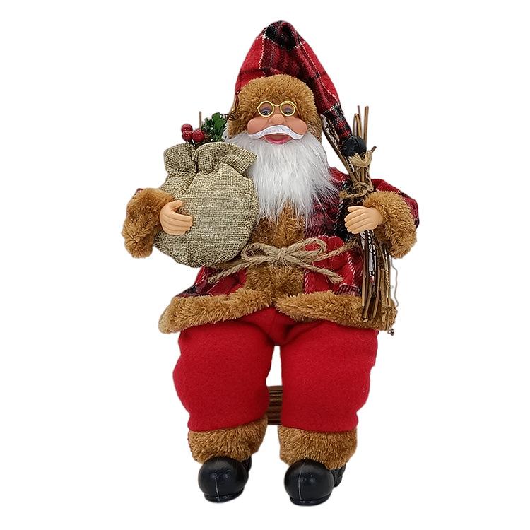 Santa Claus Seated Figurine Christmas Scene Doll Decorations Holiday Gift