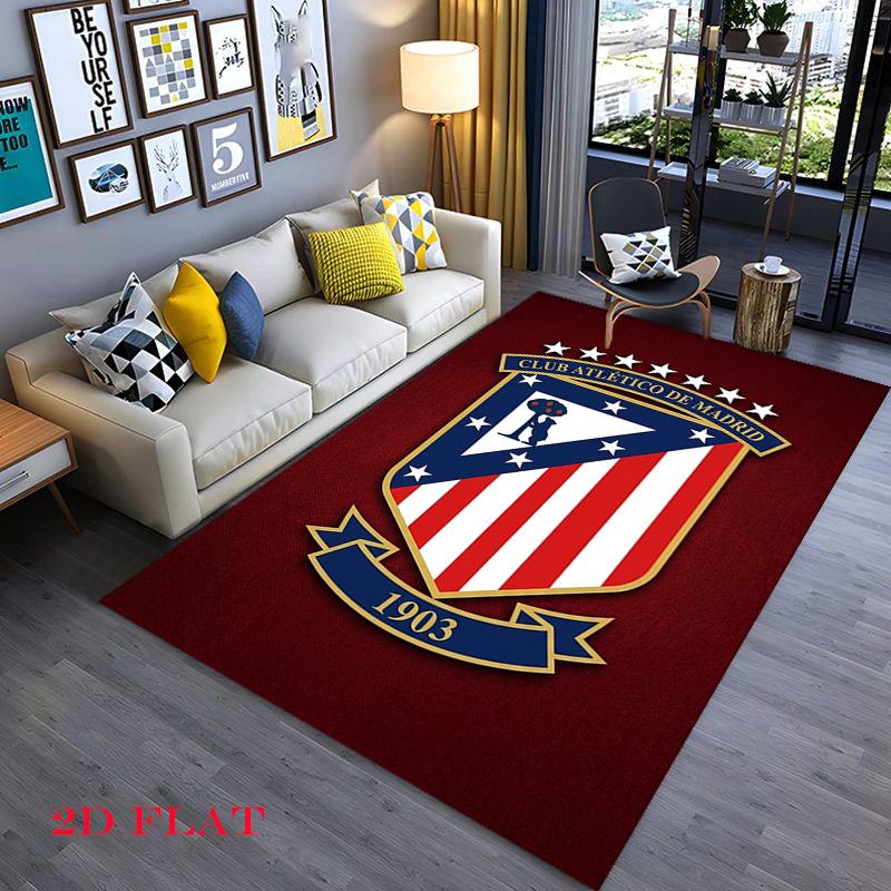 Atltico Madrid Team Crest Logo Carpet Suitable For All Seasons Living Room And Bedroom Mats Bathroom Mat Dormitory Decoration Room