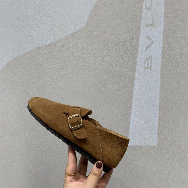 

Mori khaki flat-bottomed French women s shoes 2025 autumn and winter new round head light casual lazy single shoes women ins 40