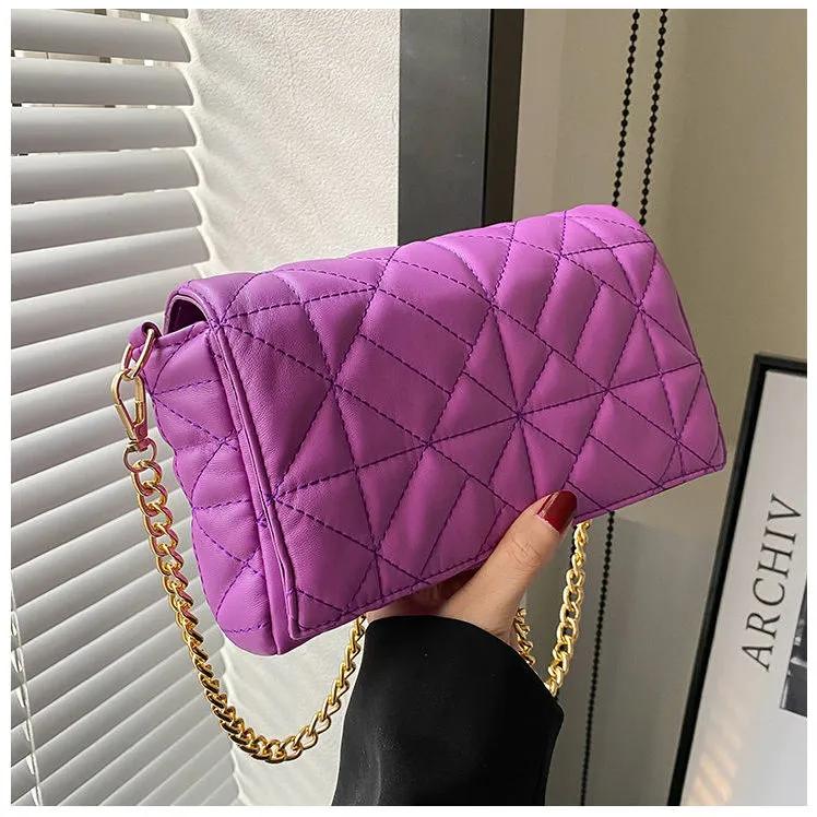 Geantă matlasată de damă geantă de axilă din piele PU geantă cu model diamant pătrată la modă