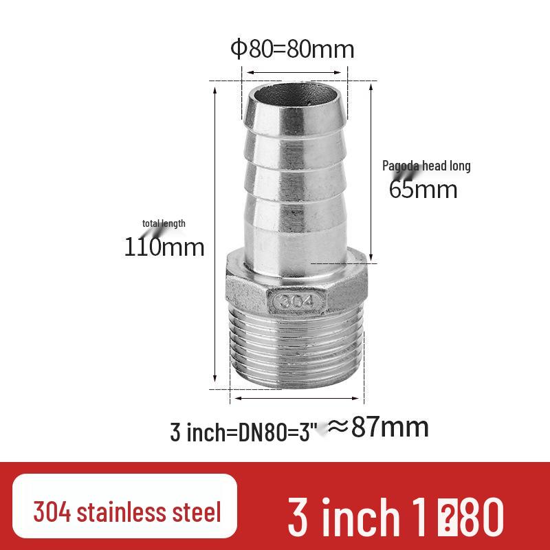 304 Stainless Steel Hex Male Thread Pagoda Fitting for Water/Air Hose