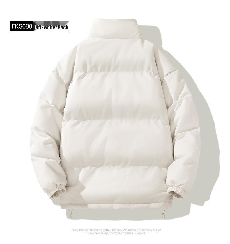 Men's Winter Solid Color Cross-Collar Cotton Jacket - Thick, Warm, Loose-Fit Outerwear for Couples