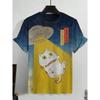 Summer New 3D Fun Cute Kitten Art Cartoon Print Loose, Fashionable and Comfortable Round Neck Short Sleeve T-shirt