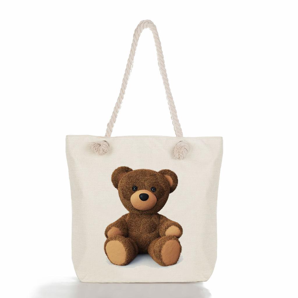 Bear Doll Print Thick Rope Single-shoulder Beach Bag 7256