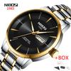 NIBOSI Fashion Quartz Watch for Men Luxury Stainless Steel Waterproof Luminous Date Week Cool Black Mens Watch Relogio Masculino
