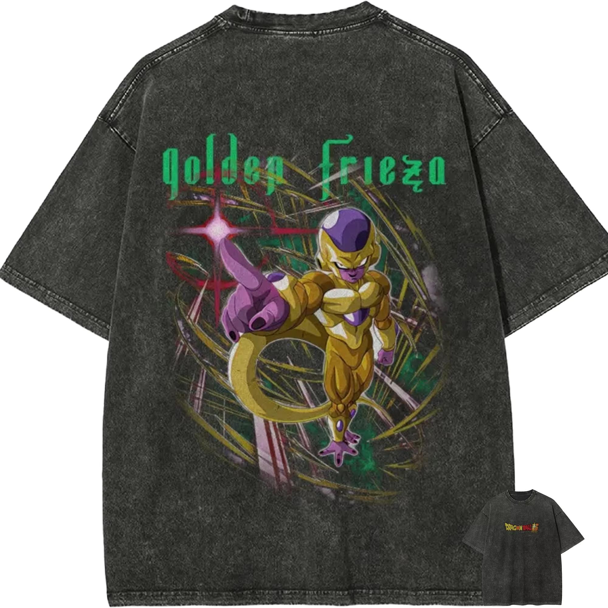 Golden Frieza T Shirt Dragon Ball Super Anime Men Vintage Acid Wash Breathable Cotton Streetwear Evil Emperor Graphic Tees M