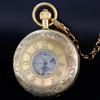 Reloj de Bolsillo Mecánico Antiguo de Lujo con Fase Lunar(12/24 Horas) Relojes Tourbillon de Cobre Puro de Cuerda Manual Para Hombres Mujeres