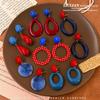 Retro Hong Kong Red Color Block Exaggerated Luxury Dangle Earrings - 2025 Vacation Style
