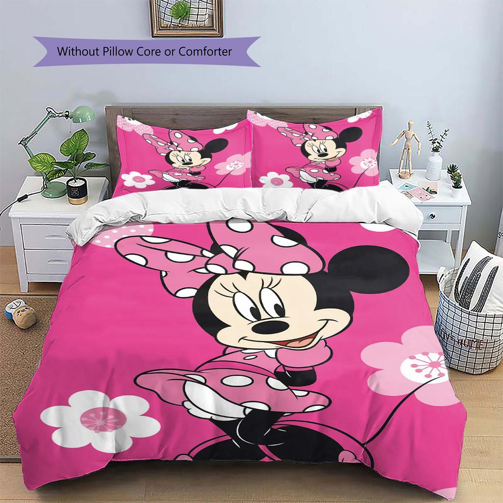 Sweet and Heart-themed Mickey & Minnie Couple Patterns – The Perfect Choice for Decorating A Child's Bedroom. Warm Bedding Set.