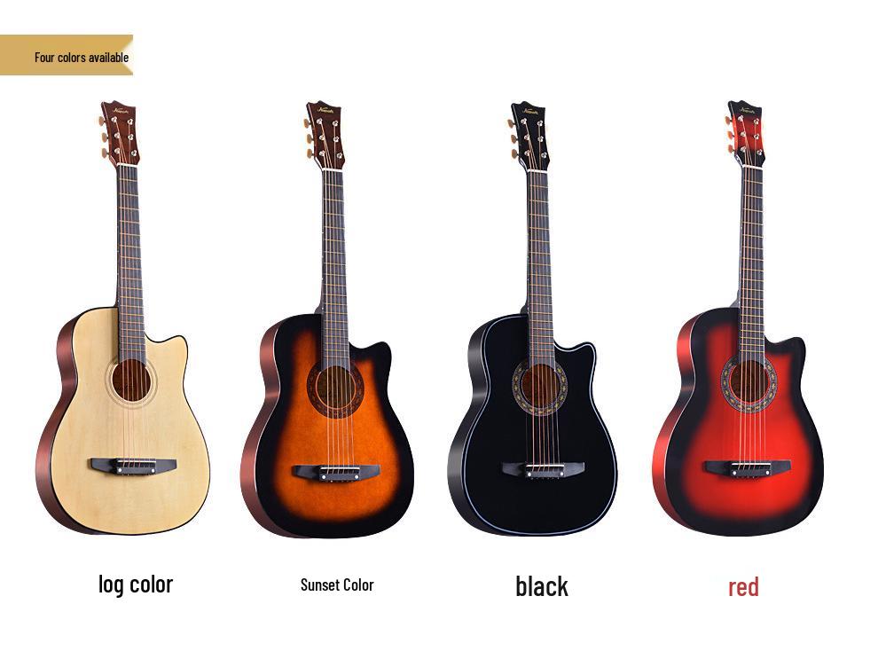 Red Cotton zs-1 38" Beginner Folk Guitar - Wooden Steel String for Boys & Girls
