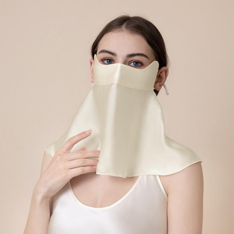 Summer Silk Sunscreen Full Face Neck Protection UV Protection Riding Driving Face Mask Mulberry Silk Mask Veil