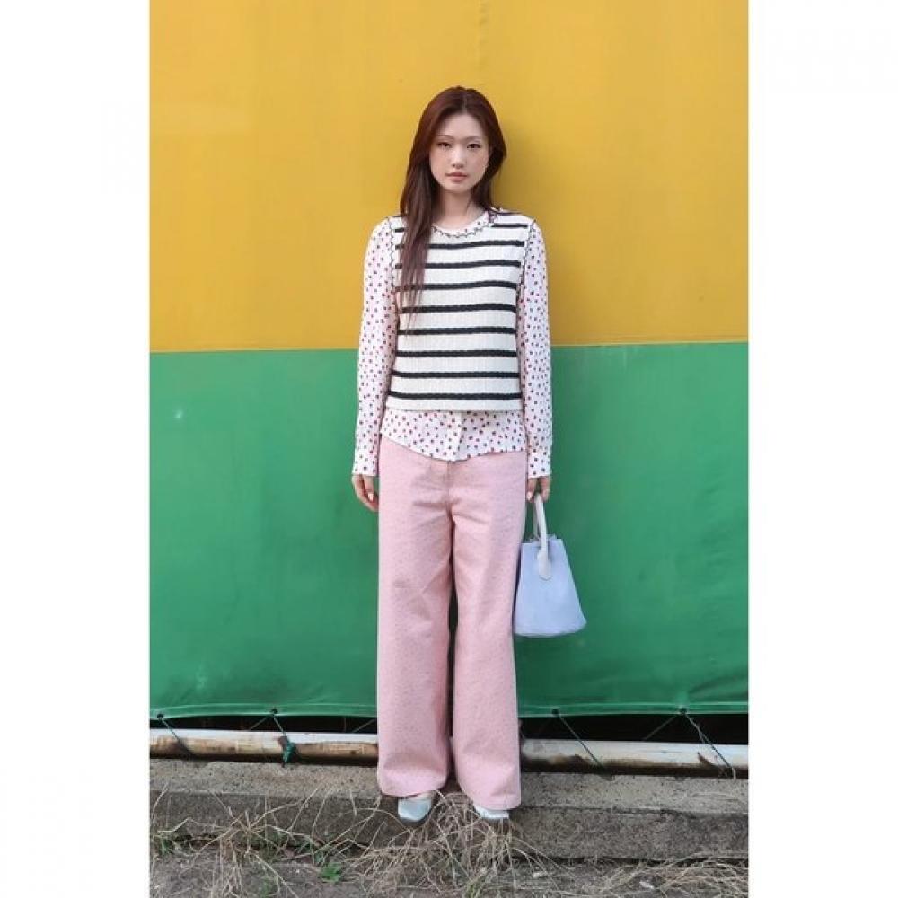 Benetton Floral Twill Pants Baptf1631 PK (pink)/42
