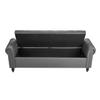 Button-Tufted Storage Ottoman Bench, Rolled Arm PU Leather Bench with Solid Wood Legs, Modern Shoe Benches Seat for Entryway, Upholstered End of Bed