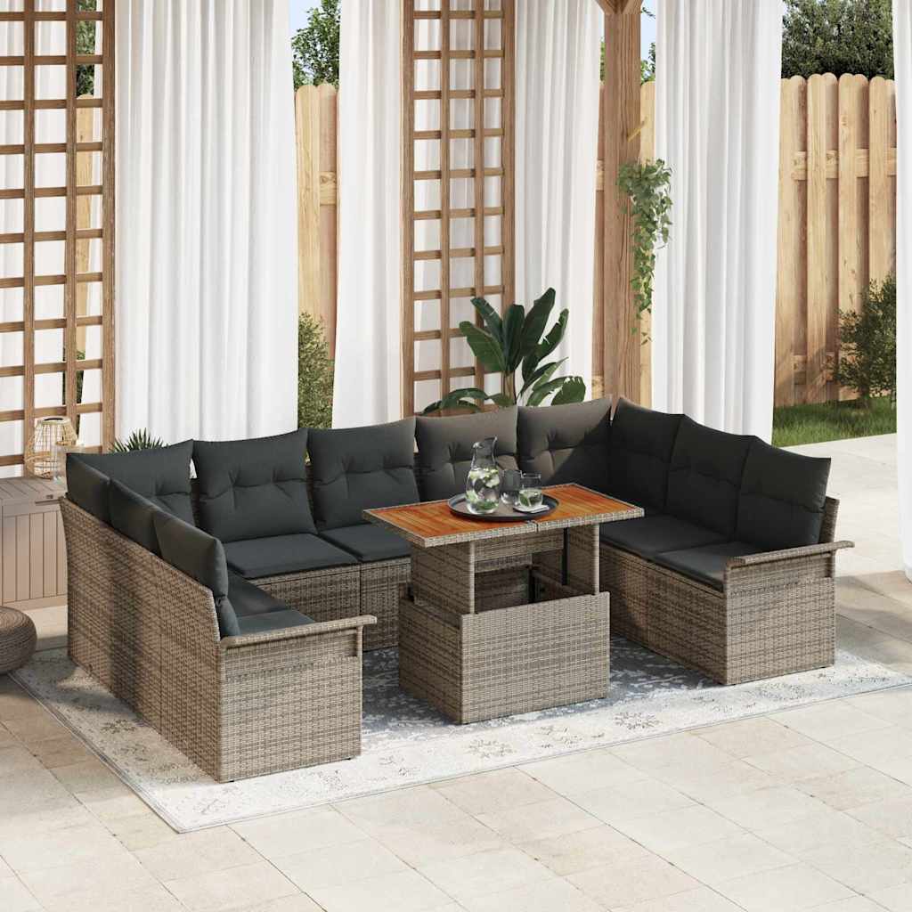 Garden Sofa Set with Cushions 10 Pcs Grey