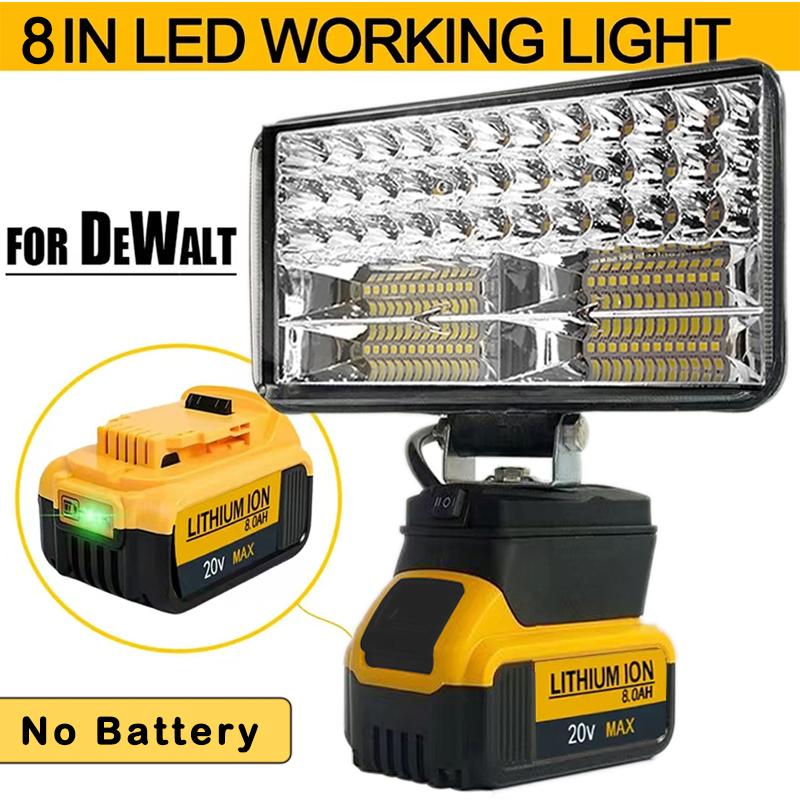 8Inch Led Light Portable Spotlights Cordless Outdoor Work Fishing Handheld Emergency Tool Light Fit FOR Dewalt 18V Battery