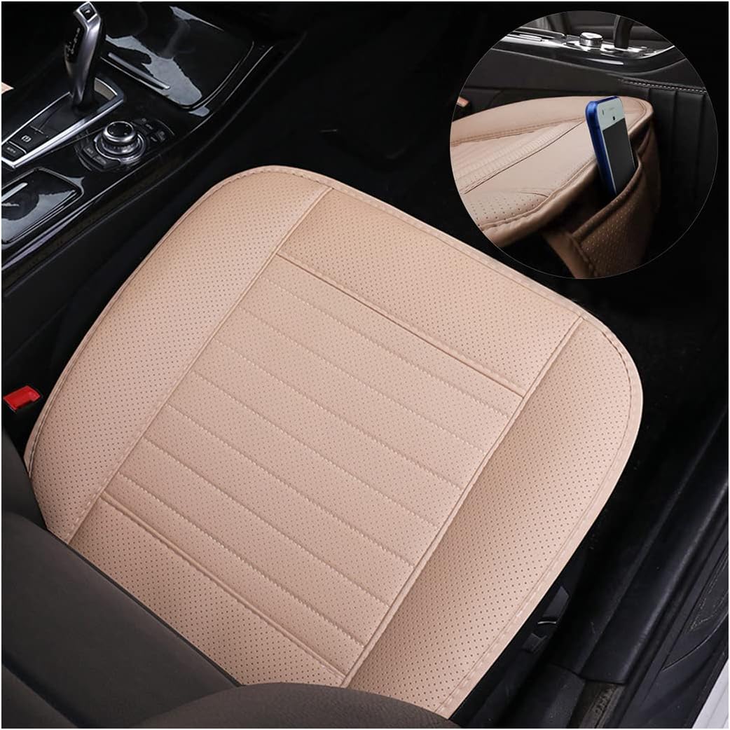 Leather Car Seat Cover, Car Front Seat Cushion/Protector, Breathable Comfort Automotive Seat Cover, Compatible with Most Cars, Vehicles, SUVs, Car бежевый
