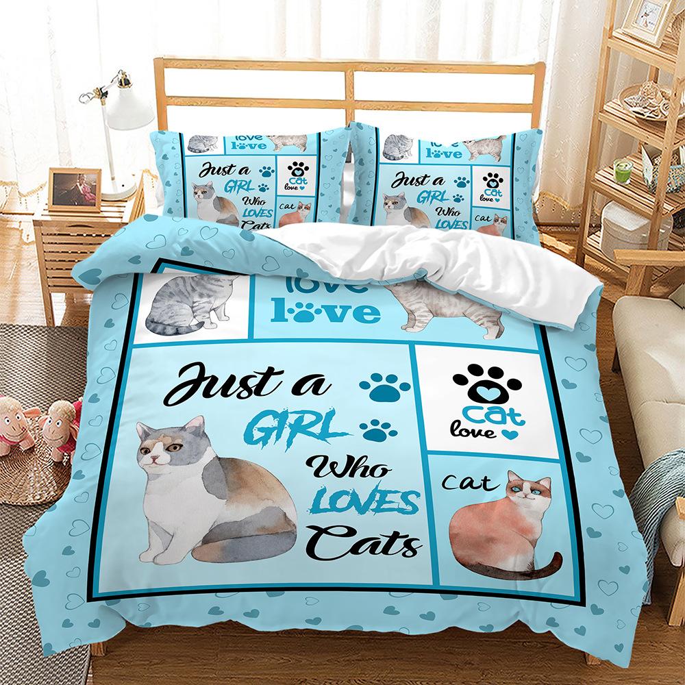 

Постельное белье для домашних животных, черно-белое, из трех частей, с цифровой печатью 135 * 200 (two-piece set) 90g