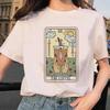 Tarot Card Flower Funny Time Graphic Print T Shirt Fashion Casual Crew Neck Short Sleeve  T Shirt Women