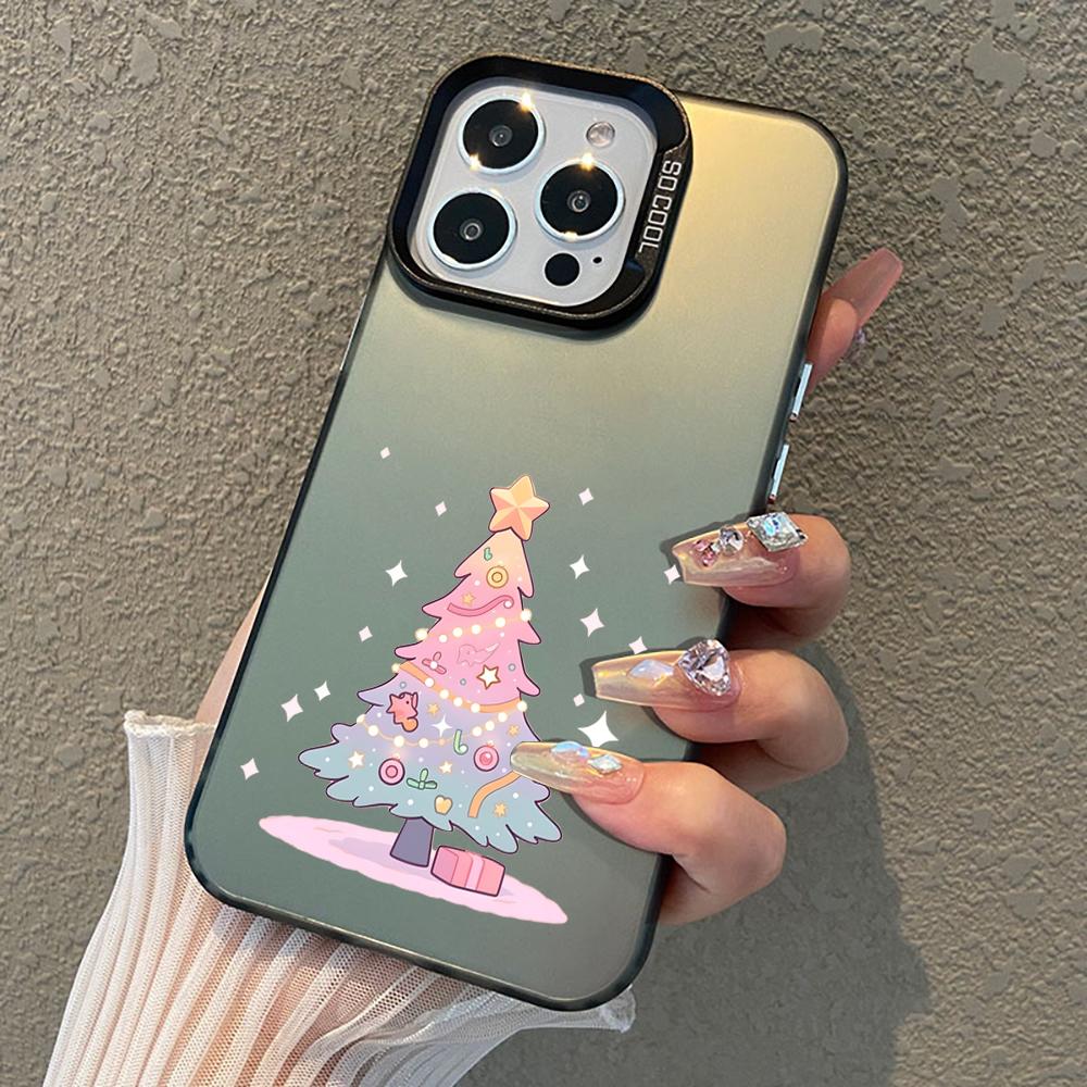 Colorful Christmas Tree Phone Case For iPhone 17 Pro Max 16 15 14 Pro Max 13 12 11 Pro 7 8 Plus XS X 16E ShockProof Matter Cover