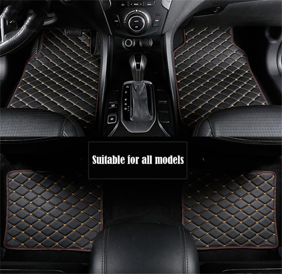 4pcs Coffee Color PU Leather Auto Car Floor Mats Front Rear Liner Weather Set