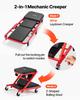1010mm 2-in-1 Folding Mechanic Creeper, Z Creeper Seat & Under Car Garage Roller, 204 kg Rolling Creeper Stool with 6 Swivel Casters, Padded Headrest
