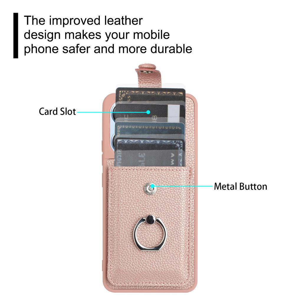 For Xiaomi Redmi Note 13 4G Case Drawing Type Card Slots Litchi Texture Leather Back Cover with Ring Kickstand