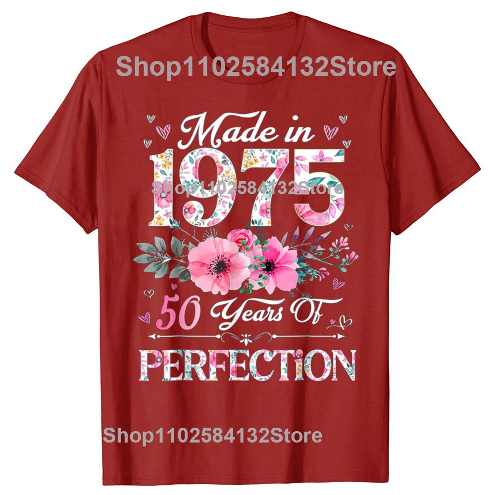 50-årsdagspresenter Män Kvinnor 50 År Gammal Vintage 1975 Party T-shirt Kvinnor Män Kläder Streetwear Grafiska T-shirts Toppar