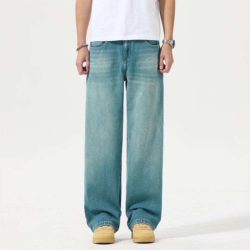 

Весна Новые Четырехсезонные Джинсовые Городские Четырехсторонние Эластичные Свободные Прямые Брюки Широкие от колена 4XL