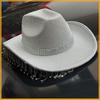 Shimmering Rhinestones Fringed Hat for Women Men Music Festival Fedoras Hat with Large Brims Glittering Powder for Party