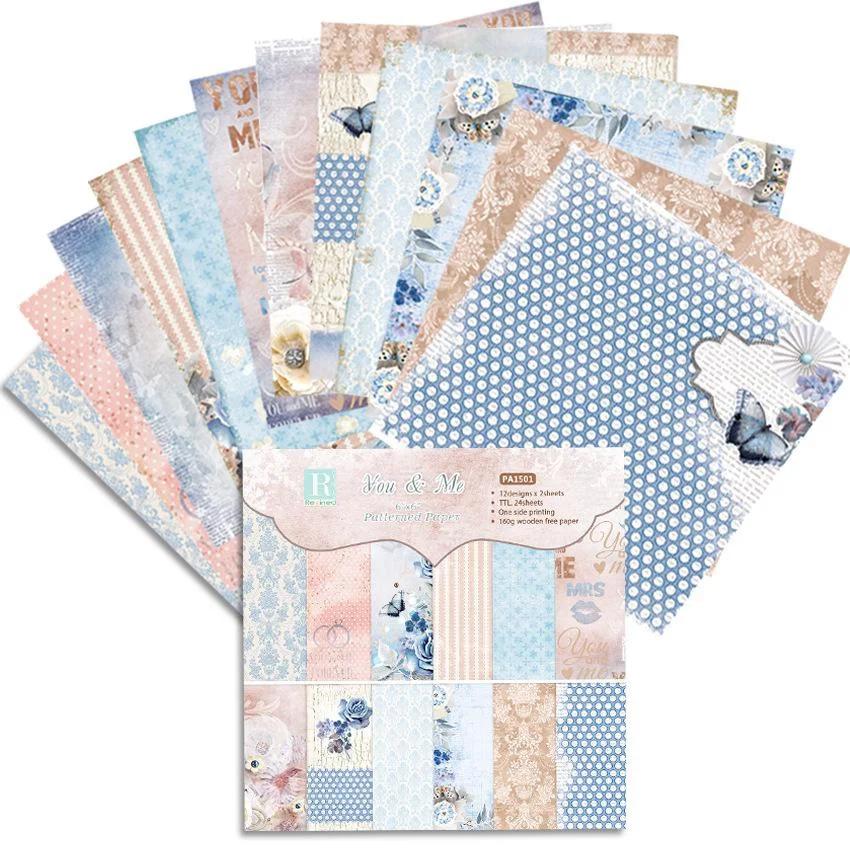 Photo Album Scrapbook Journal Account Card Background Paper 6 Inch Sweet Love Theme Animals Pattern  9 Styles 24 Sheets