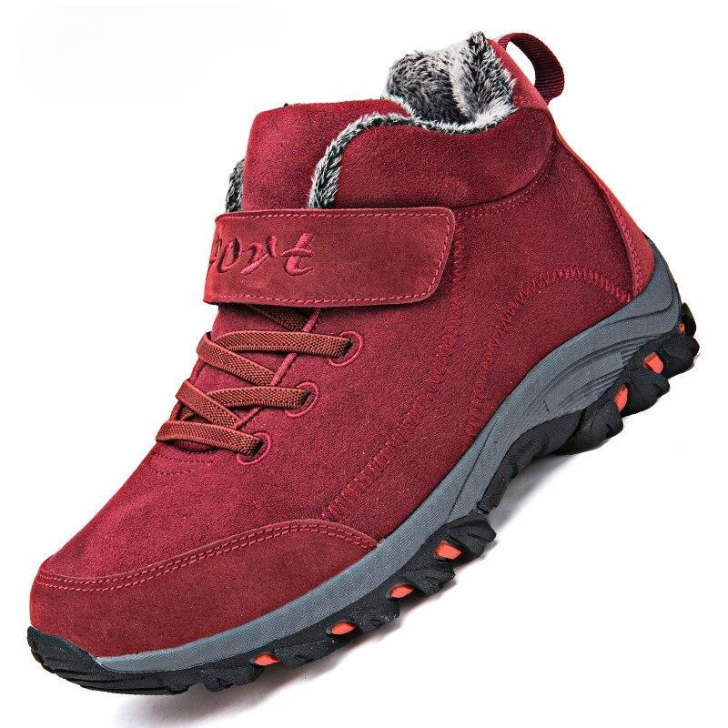 Waterproof Winter Men Boots Cow Suede Warm Snow Women Boots Men Work Casual Shoes High Top High-top Non-slip Ankle Boots