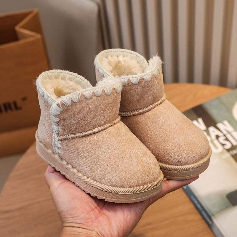 2025 Korean Style Suede Girls' Breathable All-Season Warm Snow Boots, Cotton Boots for Middle and Big Kids