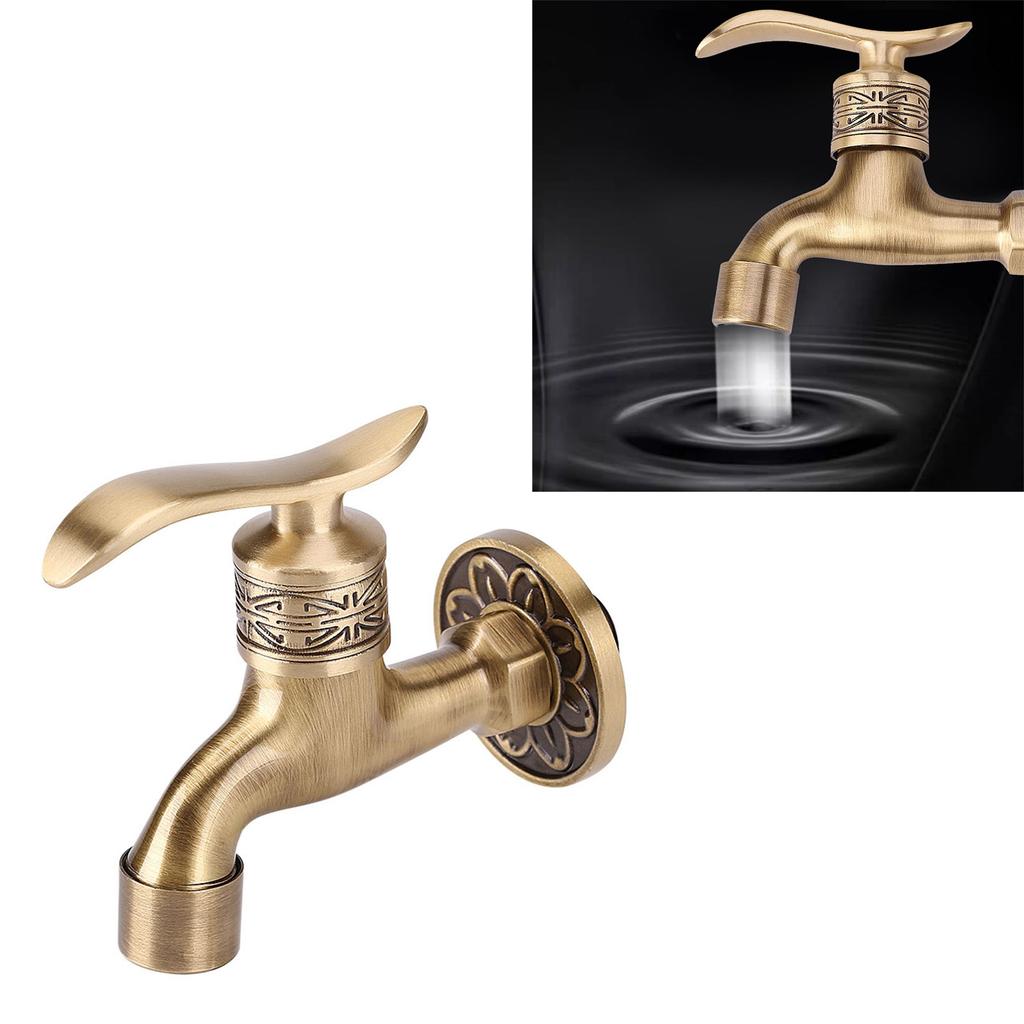 Brass Cold Water Tap for Bathroom, Antique   Wall Mount Laundry Faucet with G1/2 Thrd, Sy Install with Accessories, Grt for Home Washing NaM