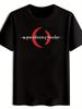 Vintage Rockband Grafik T-Shirt - Schwarzes Kurzarm Rundhals T-Shirt mit Rotem Halbmond & "Ap Perfect Circle" Design