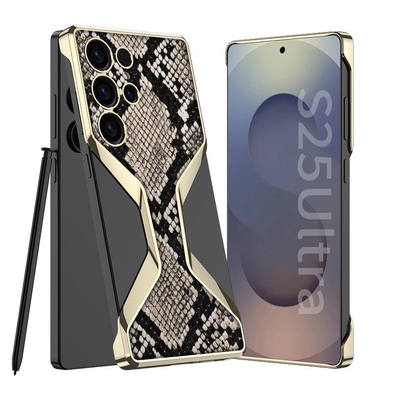 

Compatible Samsung S25 Ultra Electroplated Leather Half-Cover Drop-Proof Case, Borderless Design. SM-S25 Ultra