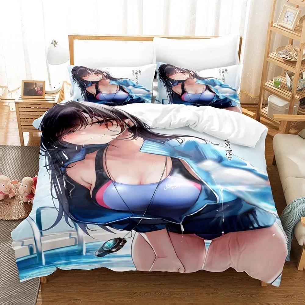Anime Bed Sheet Kawaii Girl Blue Archive Bedding Set Single Twin Full Queen King Size Bed Set Aldult Kid Bedroom Duvetcover Sets