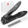 HOWGET Professional Nail Clippers Stainless Steel Splash Prevention Japanese Patent Ergonomic Grip Fingernail Toenail Trimmer with Storage Case