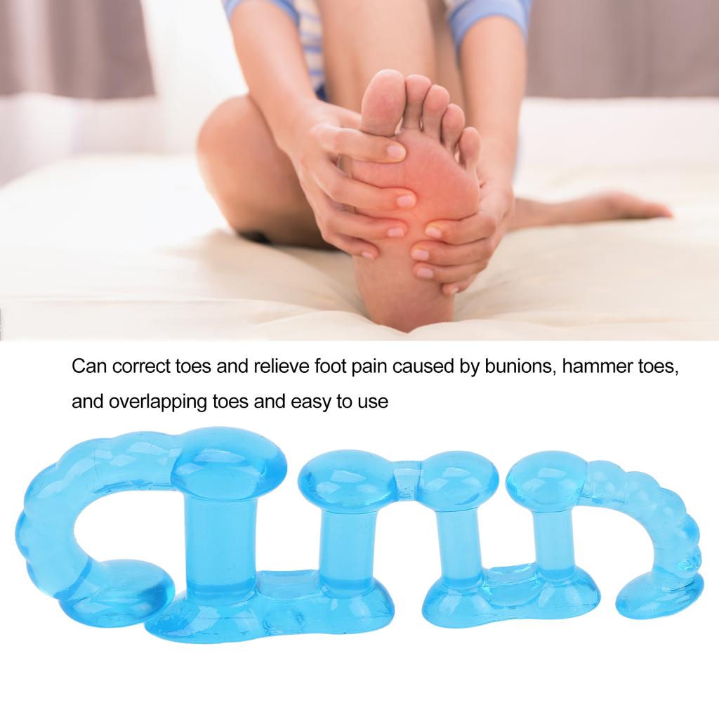 Toe Separators Spacers Night Use Bunion Corrector Straightener Stretcher for Overlapping Toes Blue