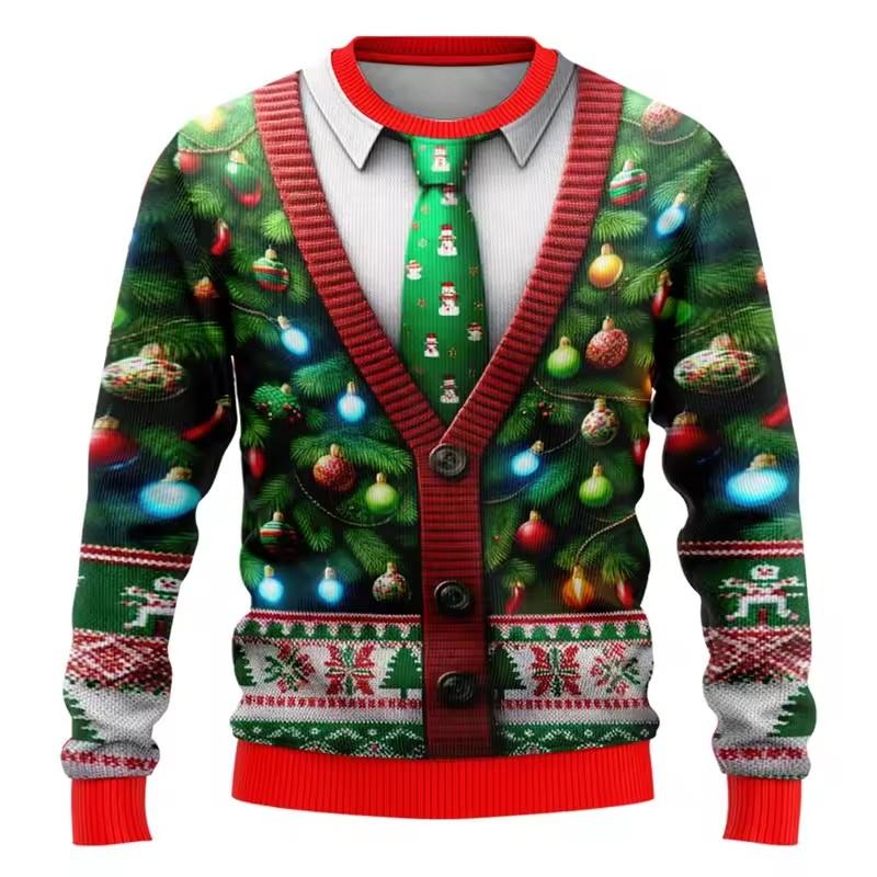 Fashion Ugly Christmas Sweater Funny Xmas Graphic Sweatshirt Santa Claus Cosplay Pullovers Boy Crewneck Polyester Tracksuit