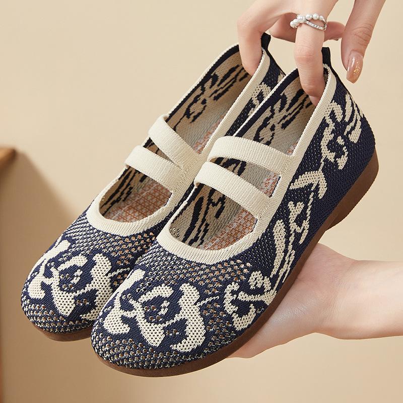 

Flats for Women Round Toe Ballet Flats Cross Strap Comfortable Arch Support Dressy Knit Flats for Women Mary Jane Flats Slip On Casual Office Shoes 41 синий