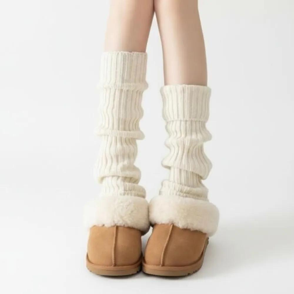 Women s Soft Heat-Generating Wool Blend Ribbed Leg Warmers white