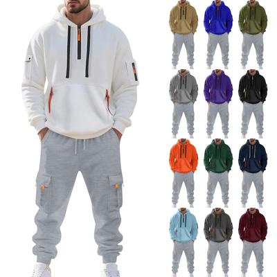 Spring and Autumn Men's Sweater Hooded Zipper Multi-Pocket Pullover Men's Sports Casual Jacket