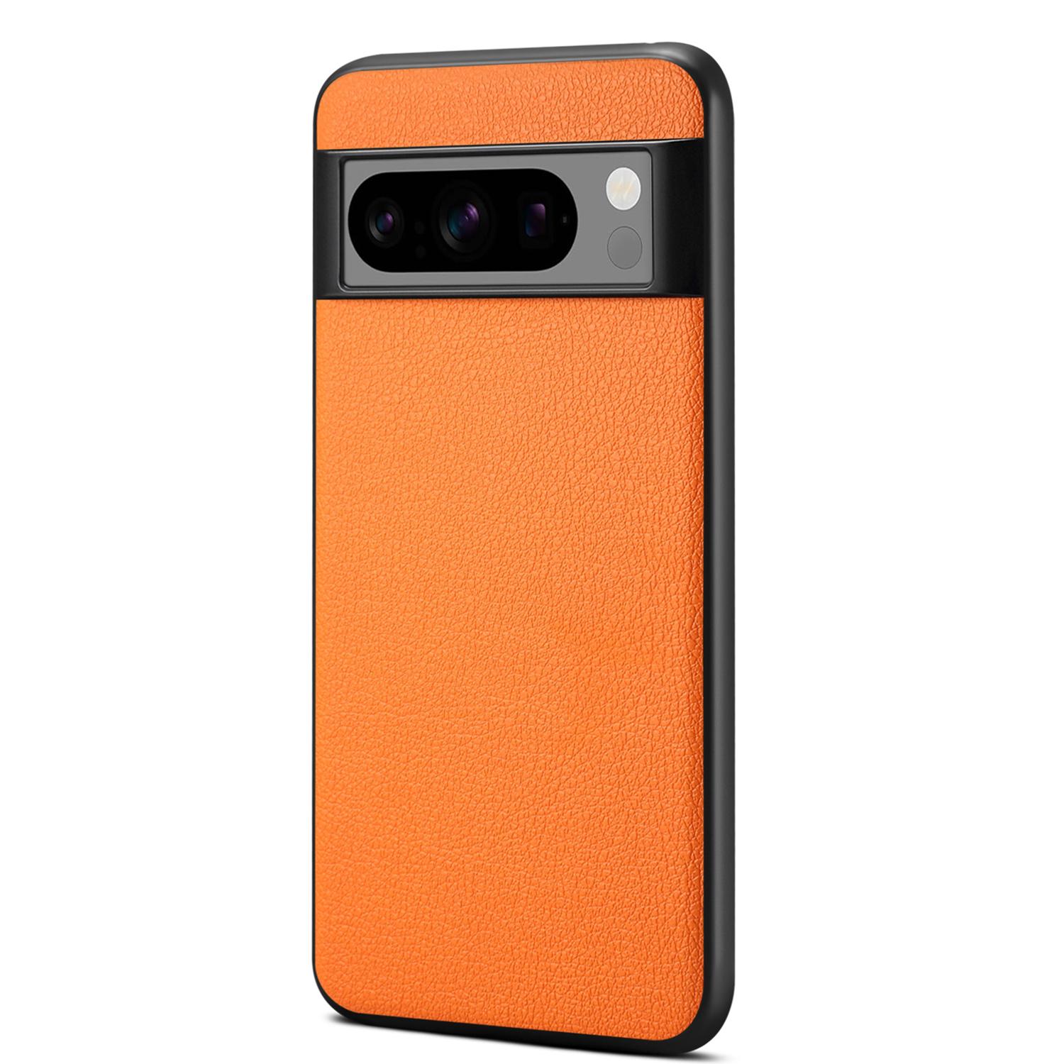 

Для Google Pixel 8 Pro Чехол Anti-Fall PC+TPU+PU Кожа Телячья Текстура Защитный Мобильный Телефон Orange