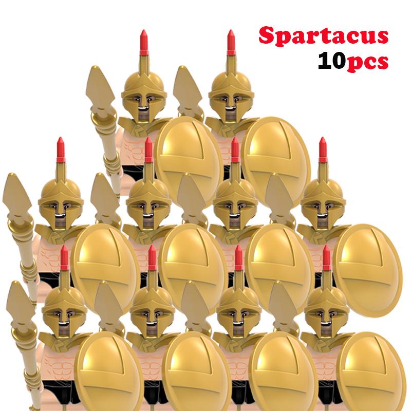 10 st MOC Medeltida Slott Riddare Rom Soldater Byggklossar Militär Forntida Egypten Mumiefigurer Krigare Vakt Vapen Kloss
